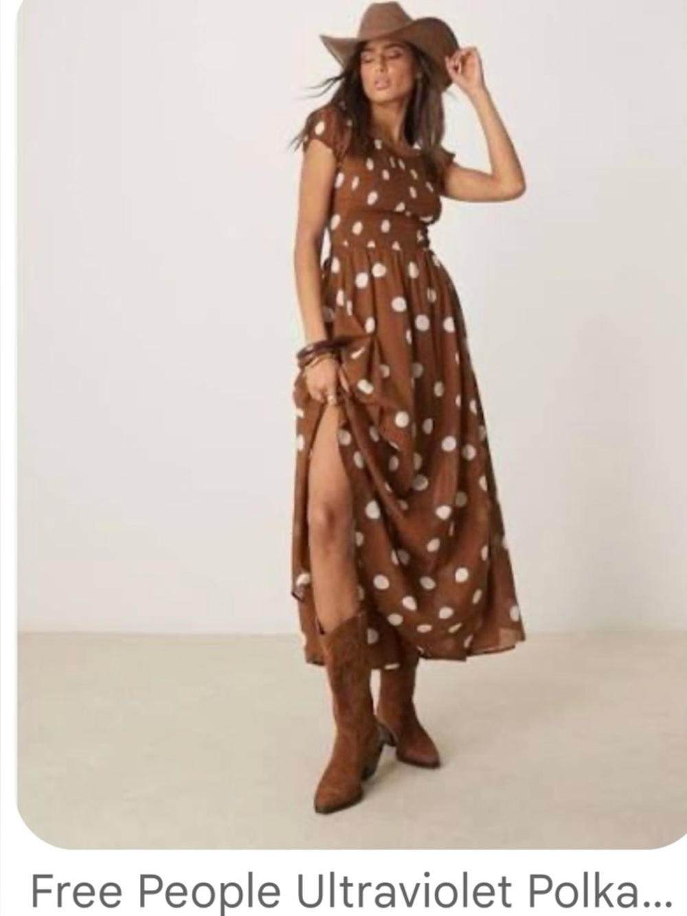 Free People ultraviolet Maxi Dress Oak combo Polka Dots XS NWT
